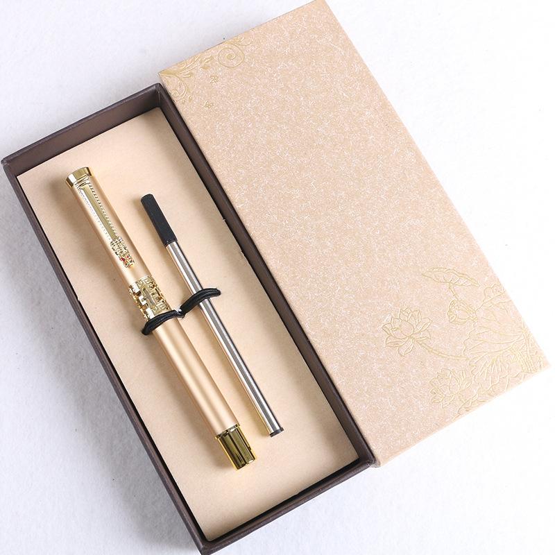 Signature Pen Red Metal Creative Hollow Black Business Fountain Pen Blue Orb Pen Gift Box Set Can Be Ordered.