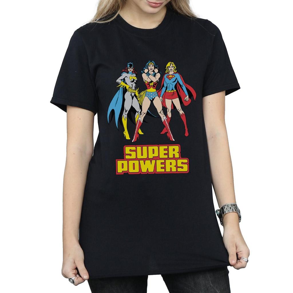 Женская хлопковая футболка в стиле бойфренда DC Super Hero Girls с суперсилами