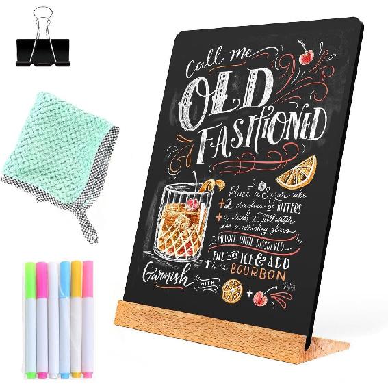 NEWNEWSHOW 8.7x12 Inch Tabletop Chalkboard with Wood Holder 1 Pack