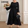 Women's Plus Size Slim Temperament Sexy Lace Dress French See Through Midi Dress
