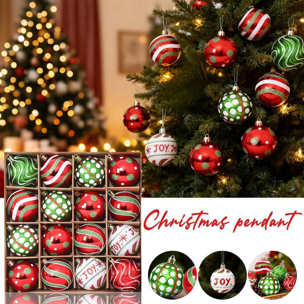 16 Piece Set Of Shatterproof Christmas Baubles For Decorating Christmas Trees, Hanging Ball Set For Christmas Party Decorations
