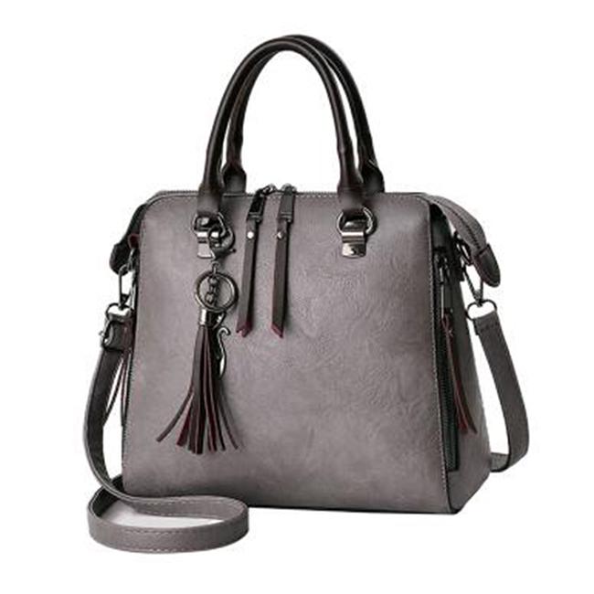 Модные женские сумки через плечо с кисточками, повседневная женская сумка с заклепками на молнии, большой емкости