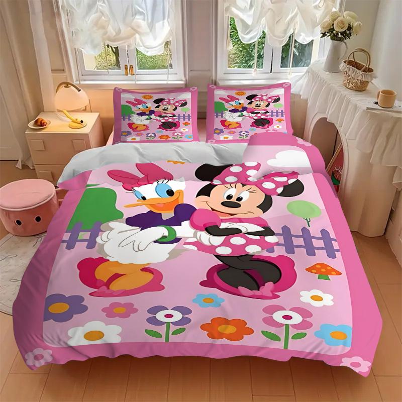 Minnie Daisy Garden Print 3Pcs Bedding Setduvet Cover With 2 Bedropillowcase Home Birthday Gift
