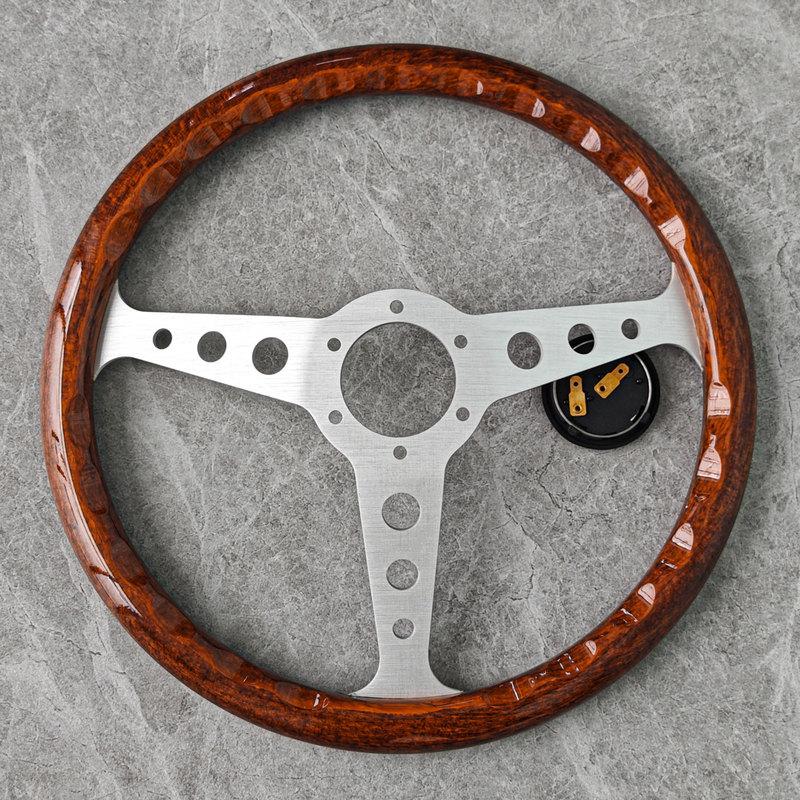 Universal Heritage Indy Wood Grain Steering Wheel 14inch Classic Racing Sports Car Steering Wheel