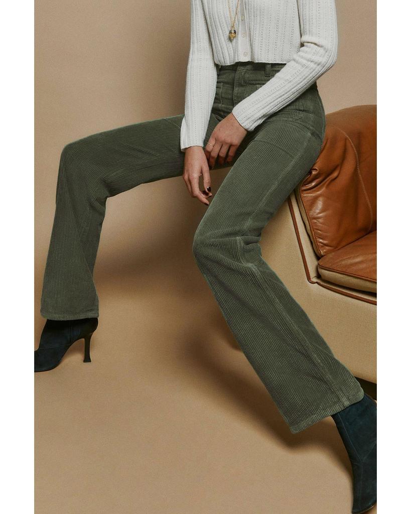 Azura Exchange Green High Waist Square Pockets Corduroy Pants
