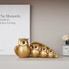 Golden Owl Family (Mother & Child) for Home Decor (Pack of 1, Golden)