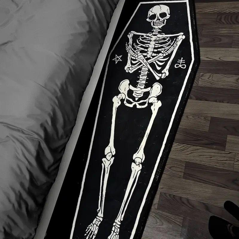 Gothic Alien Coffin Carpet Non-Slip Area Rug Spooky Bedside Mat Halloween Horror Kitchen Bedroom Home Decor