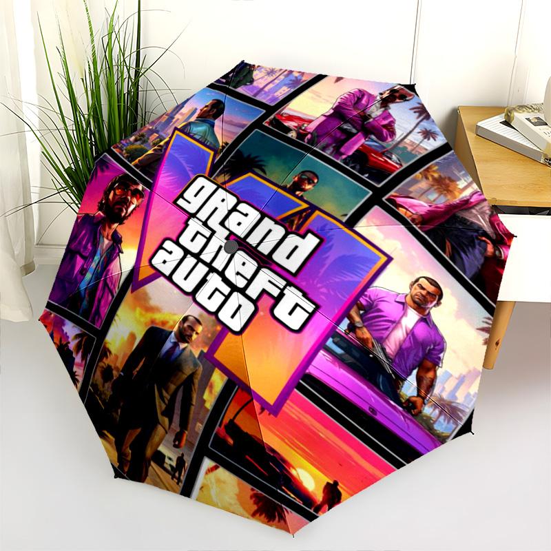 Зонт-трость Vice City Складной 8 спиц Подходит для всех сезонов Уличный легкий Три сложения