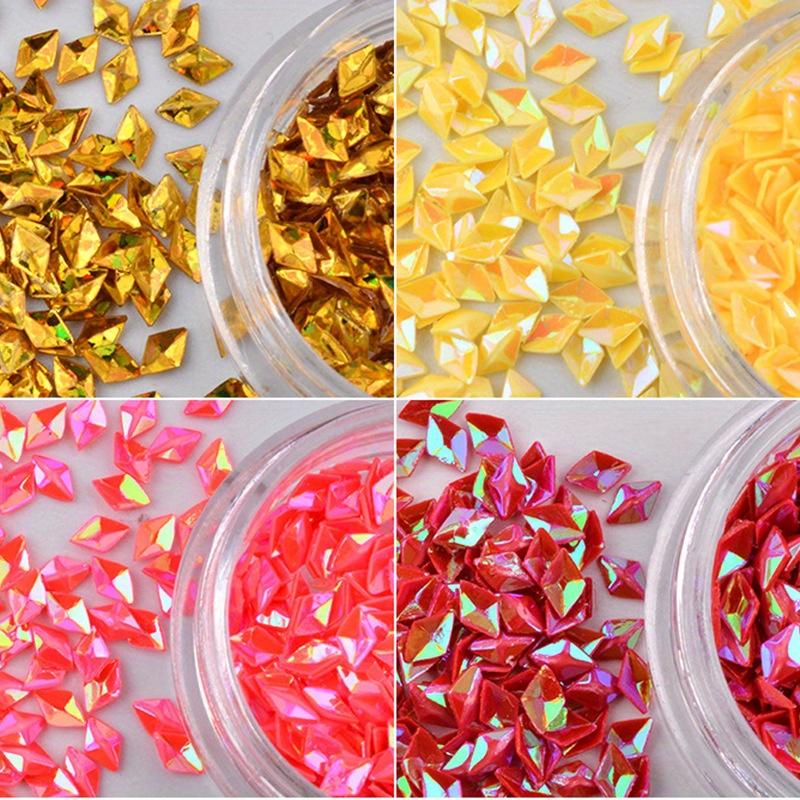 12 цветов/комплект, украшение для ногтей, ромбовидные блестки, стереолазерные разноцветные блестки