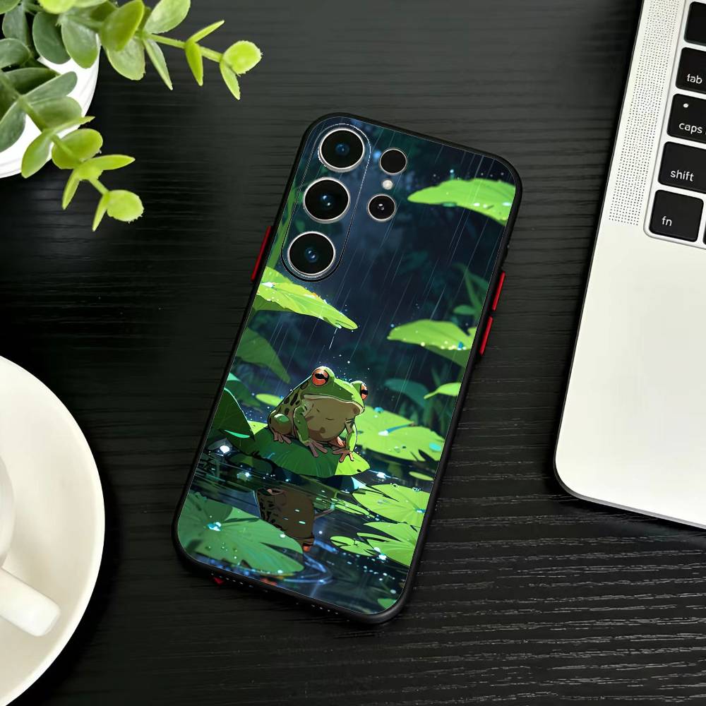 Милый Мультяшный Чехол-Лягушонок для Телефона Samsung S26, S25, S24, S23, S22, S21, S20, S30, Ultra, Plus, Fe, Note, 5G Черный Чехол
