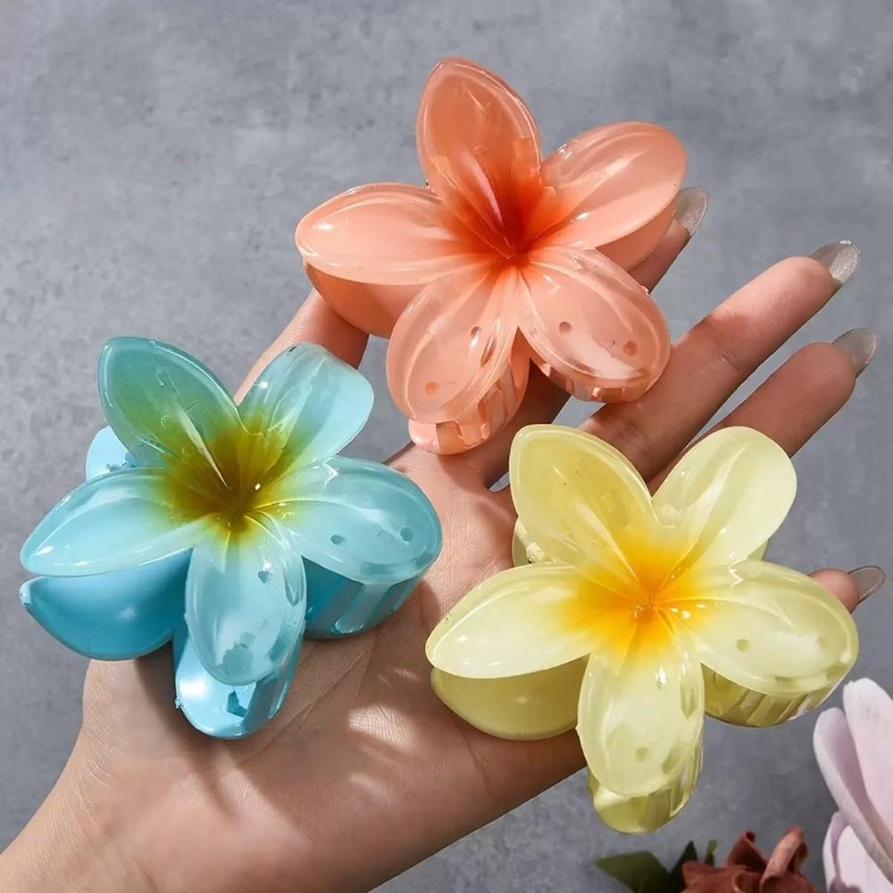 18Pcs Acrylic Flower Hair Accessories Gradient Hawaiian Style Hairpins Sweet Hair Claws Summer