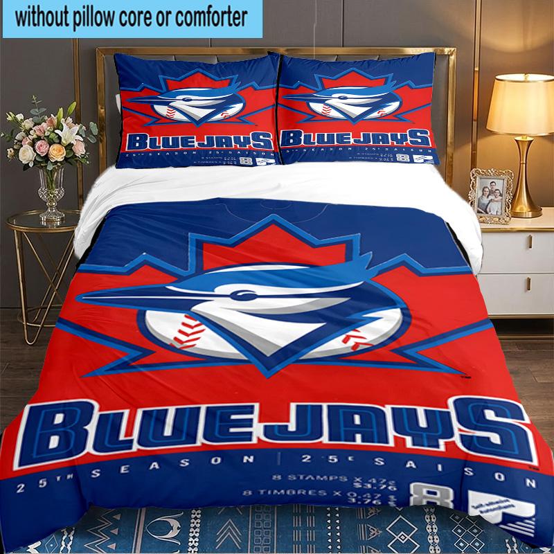 Blue Jays Baseball Season 3pcs Bedding Set,Including 1pc Duvet Cover And 2pcs Pillowcases Perfect Gift for Christmas,Ideal for Bedroom, Dormitory