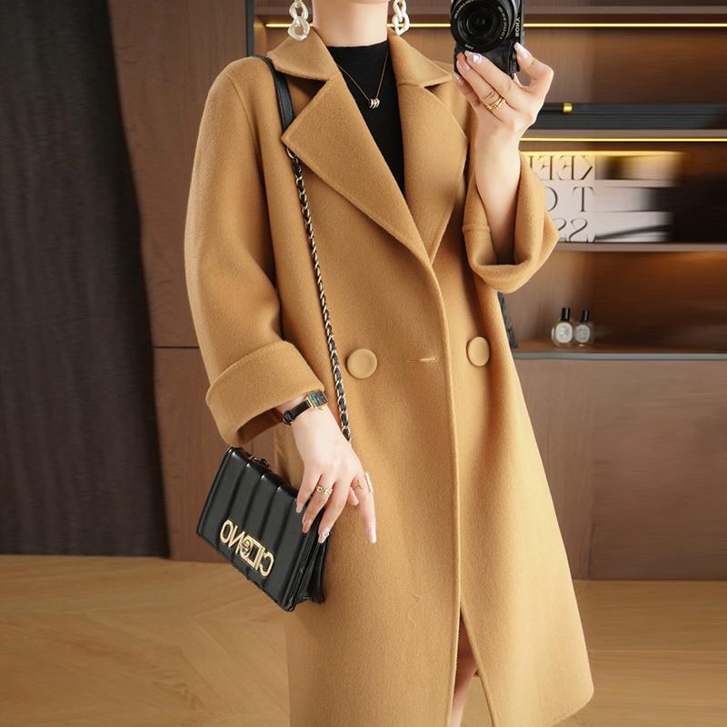 Женское пальто из 100% шерсти TIDENOVEL Осеннее шерстяное длинное пальто Ручной работы Пальто-бушлат Зимняя теплая шерстяная длинная куртка Пальто