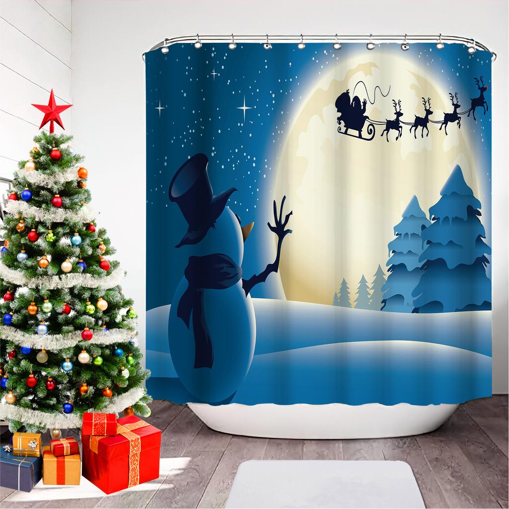 GAEChristmas Печатная Шторка для Ванной Душа Снеговик Санта-Клаус Водонепроницаемая Полиэстеровая Шторка Домашний Декор Окно Рождество