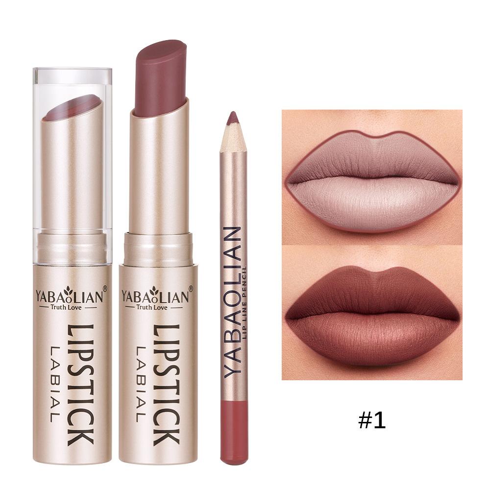 Lipstick Lip Line 2-в-1 Карандаш для губ с антипригарным покрытием Стойкая водостойкая матовая помада Набор помад 12 цветов