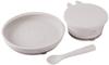 Mama Bear Silicone Dinnerware Set Grey [Amazon Brand] 3-Piece (Plates, Bowls, Spoons)