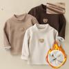 Children's Velvet Bottom Coat Winter Clothes Men's and Women's Baby Half High Collar Thick Hoodie Warm Top