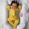 BZDOLL 48 CM 19inch Asleep Reborn Baby Doll Toy For Kids Black Brown Skin Vinyl Limbs Cloth Body Babies Doll Lifelike Birthday Gift Play House Toy
