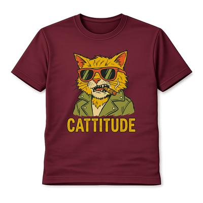 Футболка с кошкой 'Cattitude' Унисекс Смешная с изображением животного