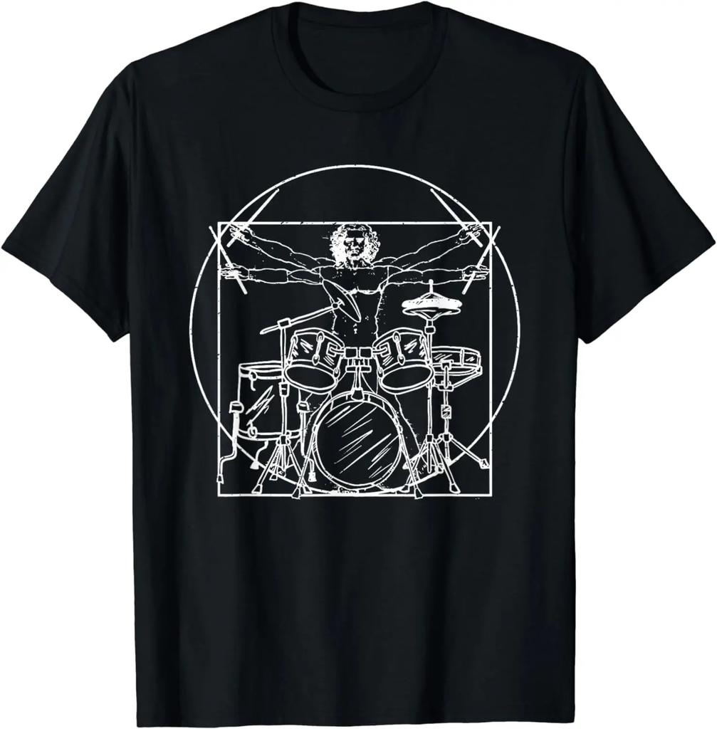 Подарок барабанщику: Da Vinci Drums Рисунок Подарок для Поклонников Музыки Футболка