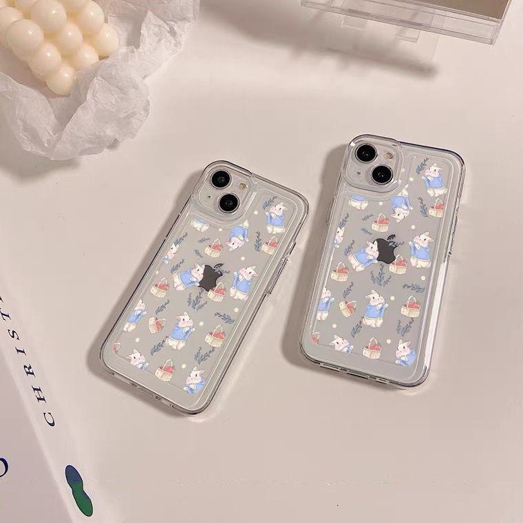 Милый чехол с кроликом и цветами для iPhone 13, Apple 11 XR, 12, 14, мягкий, 8P - противоударный силиконовый чехол для мобильного телефона.
