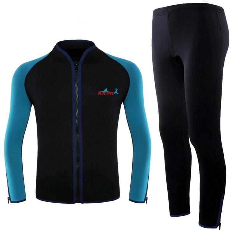 Diving Wetsuit Men Women 2mm Shorty Neoprene Rash Guard Set Long Sleeve Pants UV Protection Slim Fit