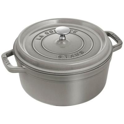 Staub Cocotte Round Grey Large Hand Lited Enamel Pot IH Совместимый японский продукт с серийным номером La Cocotte Round "Pico 24cm" [Авторизованный номер]