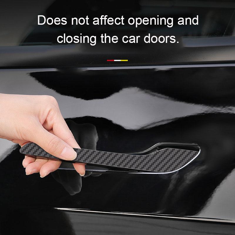 For Tesla Model 3 Y Door Handle Stickers 4PCS Adhesive Protection Stickers for Tesla Carbon fiber texture, luminous, pink, black