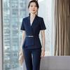 Женский летний приталенный профессиональный костюм-двойка с блейзером 2024