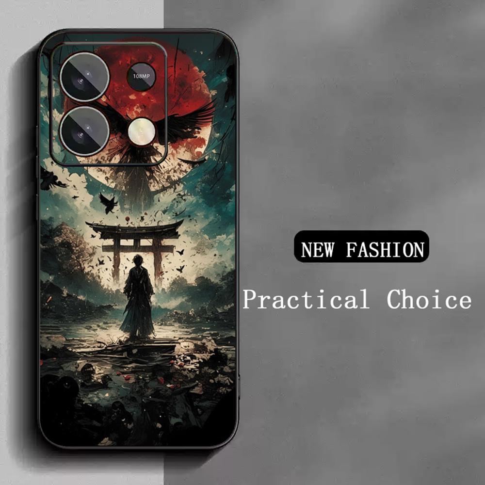 Japan samurai fashion pattern design Phone Case For Redmi Note 14 13 12 11 Pro Plus S 5G 14C A3 Soft Black Phone Cover