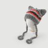 Furry Cartoon Head Cover with Ear for Outdoor Sports Striped Hat with Ear Oversized Headgear Hat for Winter