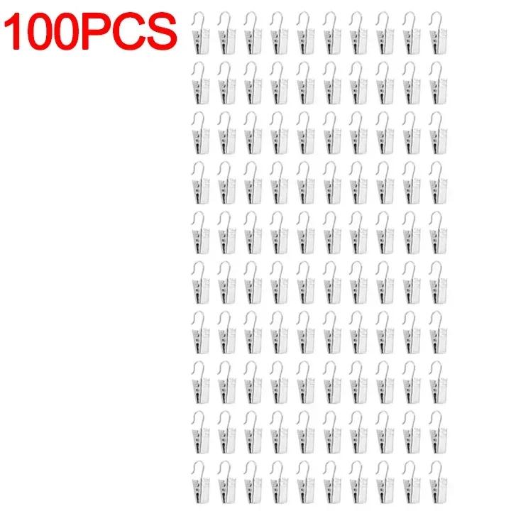 10-100 шт. Мини-зажимы для штор из металла с крючком из нержавеющей стали, прочный железный крючок для штор, прочные аксессуары для окон дома, домашний декор