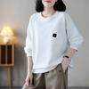 Spring Autumn Round Neck Women's Clothing Solid Color Pullover Lantern Long Sleeve Loose Hoodies Elegant Fashion Pockets Tops