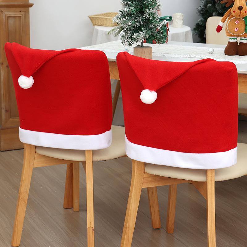 Red Flannel Chair Cover for Christmas Dining Table Decor