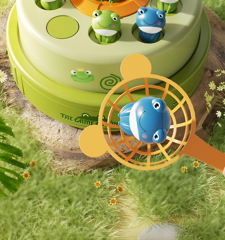 1 КОМПЛЕКТ Детская катапультирующая лягушка вертушка мультяжная сеть для ловли лягушек тренировка концентрации звук и свет электрическая игрушка