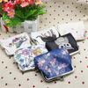 Women Vintage Leather Floral Owl Printing Coin Purse Wallets Travel Compact Cute Small Change Pouch Double Clasp Closure Purse