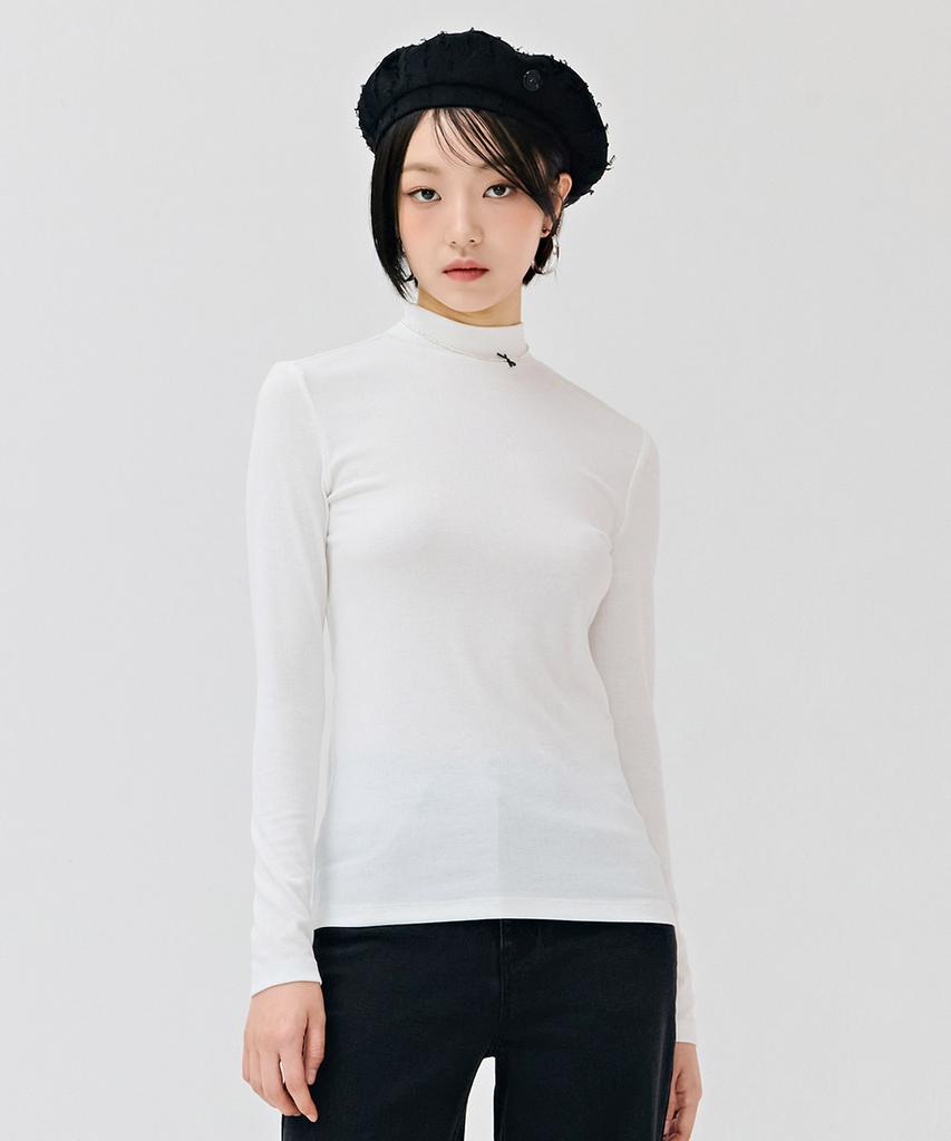 CHASECULT Women'S Basic Mock Neck T-Shirt - White