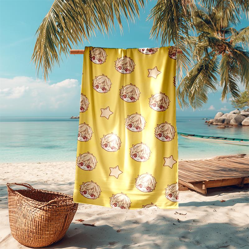 Beach Towel with Tenma Tsukasa1 Pattern - soft,absorbent,machine washable Lightweight&Modern,swimming,Travel Essentials