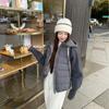 Womens Short Faux Two-Piece Knit Sleeve Cotton Coat 2026 Fall Winter Solid Color Loose Casual Hooded Jacket