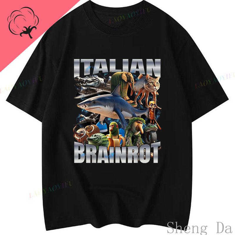 Camiseta Hombre Italian Brainrot Lirili Larila Tshirt Casual Funny Sport Top Short Sleeve Cotton Goth Printed Unisex Y2k Clothes