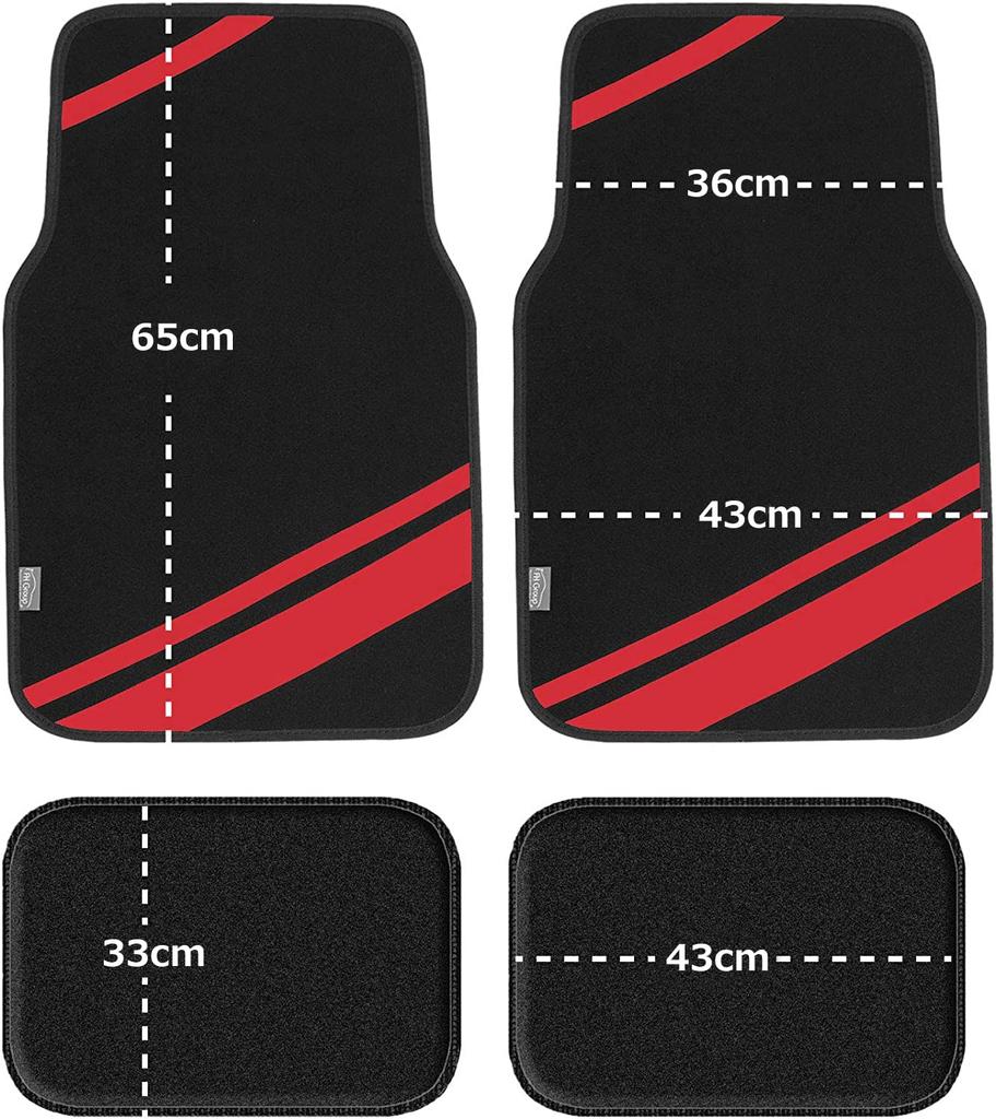 FH Group Group Red Car Floor 65 X 33 X Universal Full Set of Carpets and Faux Leather for and Trucks Imported from F14501RED (FH International) Mats,