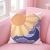 Classic Sunrise Cartoon Cushion Cover Linen Pillowcase Cover Soft Decor for Sofa Home Room