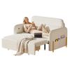 Convertible Sleeper Sofa 3-In-1 Bed, Boucle Loveseat with Put Out Bed And Drawer, Couch Love Seat Side Pockets, 2 Pillows, USB Ports Gold Metal Legs,