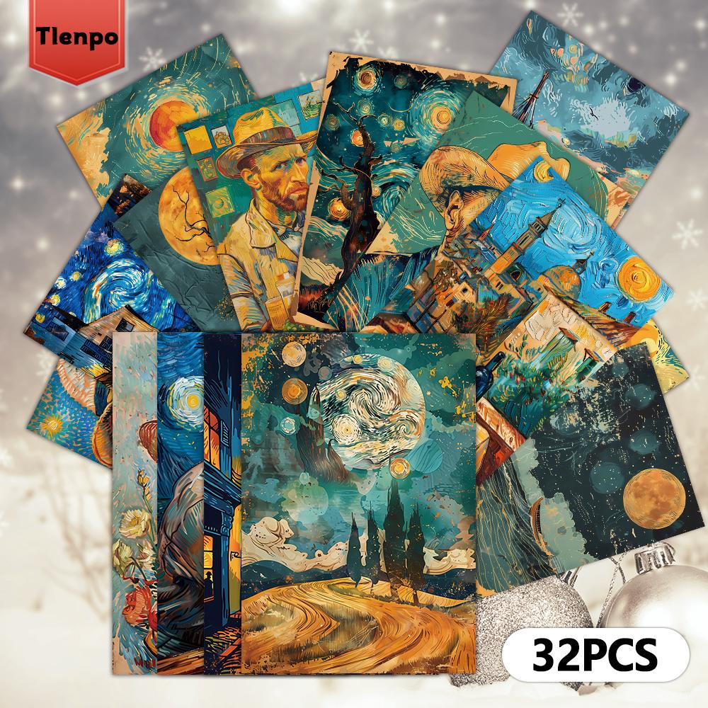32pcs/set Van Gogh Postcards, Vintage Style 3.93x5.7in Indoor Bedroom Decoration, Message Cards, Van Gogh Postcards