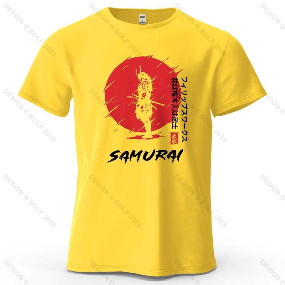 cotton t-shirt Sunset Samurai Majestic Printed Men's T-Shirt 100% Cotton Oversized Oriental Style Graphic Tees for Women Tops Tees Streetwear