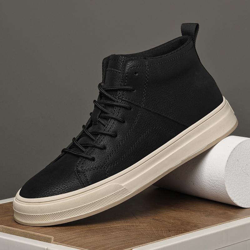 Hot Sale Stylish Men's Boots Genuine Leather Ankle Boots Fashion British Trend Male Vulcanized Shoes Non-Slip Outdoor Walk Shoes