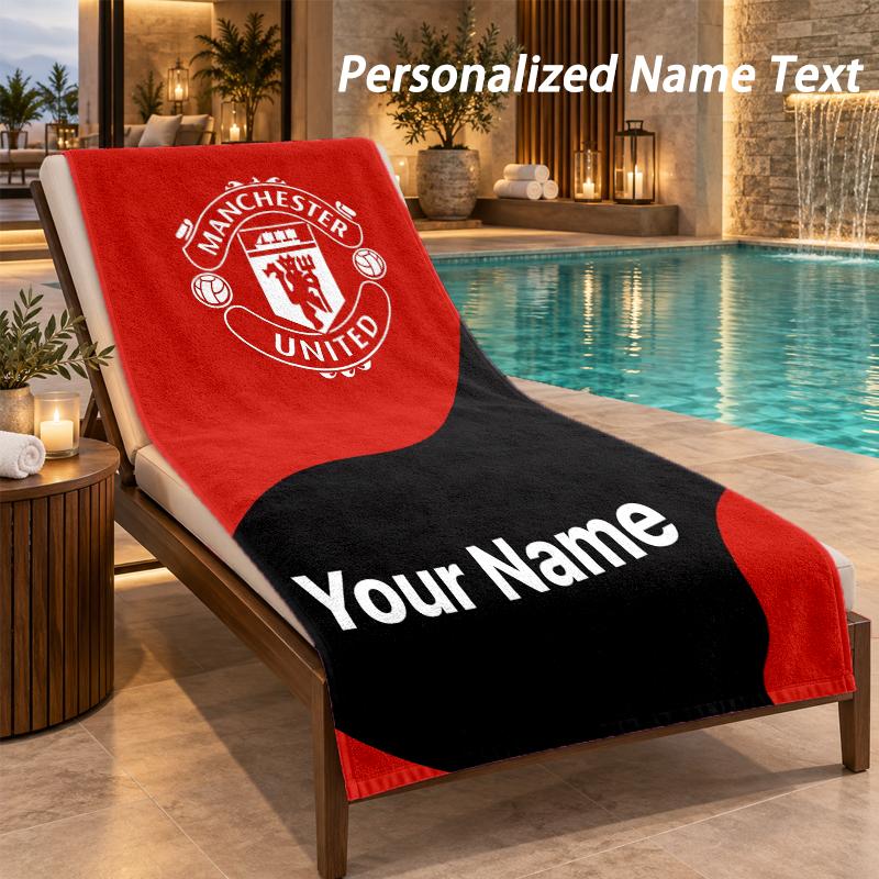 Custom Text Manchester United Print Beach Towel Large Towel For Home Bathroom Beach