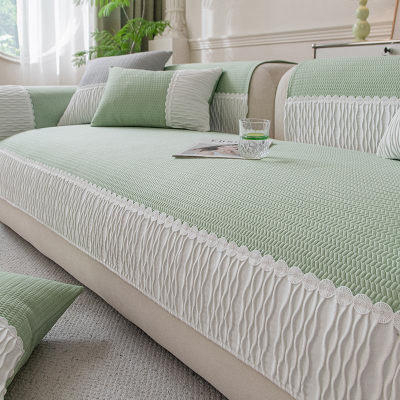 Summer French Cold Bean Sofa Cushion New Cool Feeling Ice Silk High Feeling Summer Non-slip Cover Cloth Towel