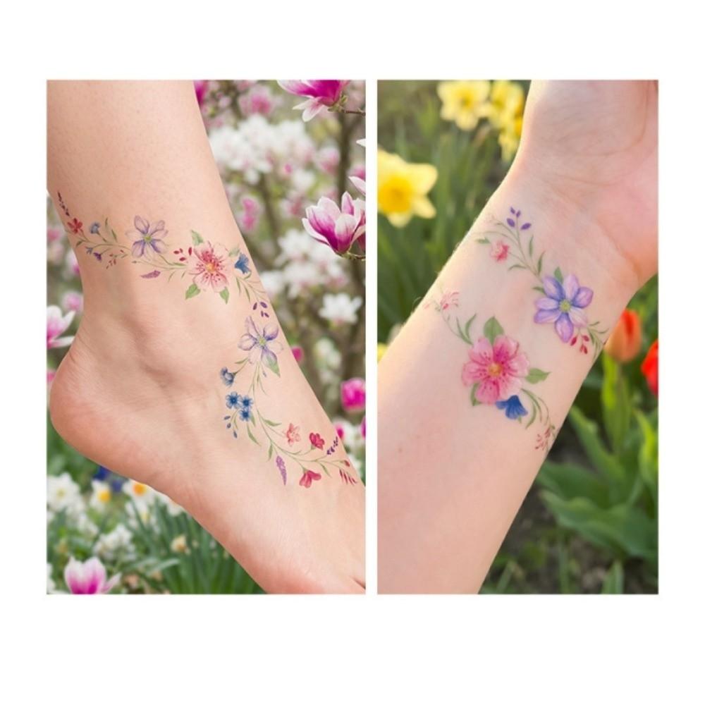 Realistic Flower in Spring Temporary Tattoos Waterproof Long Lasting Rose Stickers Tattoo Stickers Disposable DIY