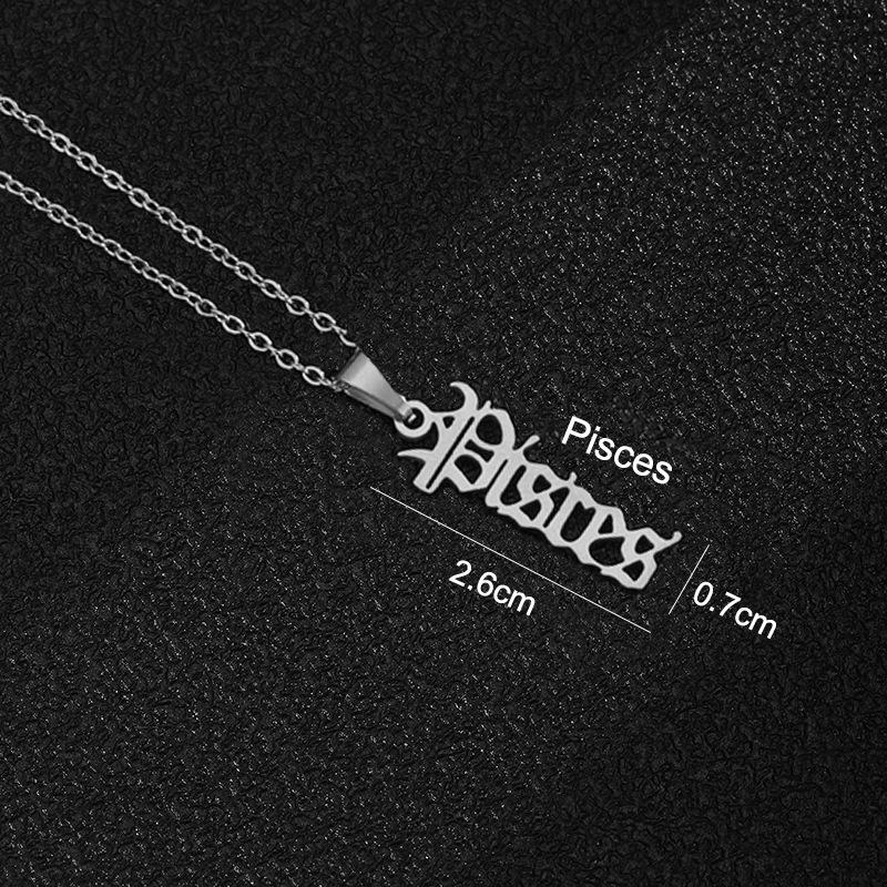 Twelve Constellation Stainless Steel English Letter Necklace - Unisex Titanium Pendant Chain